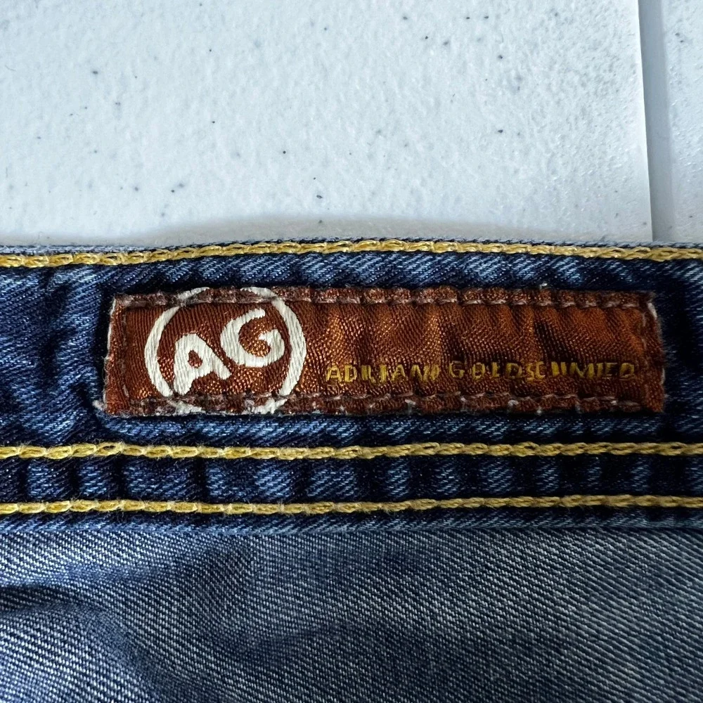 AG Adriano Goldschmied The Hero Solid Jeans Blue Relaxed Straight Leg Size 38x34